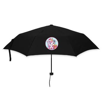 Licorne de Noël avec un cadeau - Parapluie standard - noir - Devant