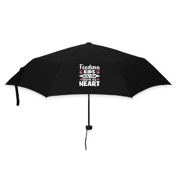 Feeding Kids is a Work of Heart - Umbrella (small) - black - Front