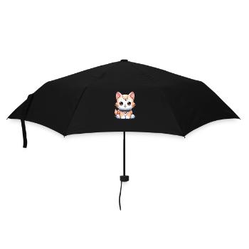 Katze - Kawaii Style - Regenschirm (klein) - Schwarz - Vorne