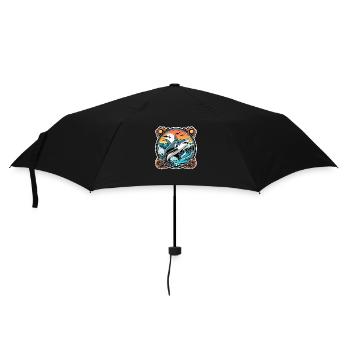 Hai & Sonnenuntergang - Regenschirm (klein) - Schwarz - Vorne