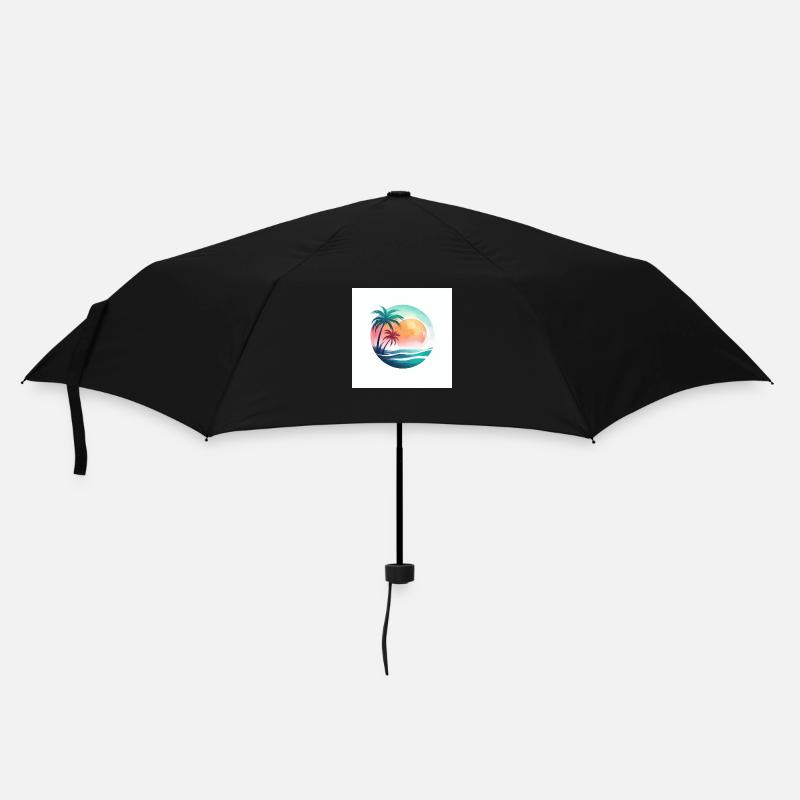 Coucher de soleil sur la plage avec des palmiers - Parapluie standard - noir