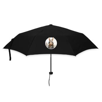 cute bunny in the snow with jacket and scarf - Umbrella (small) - black - Front