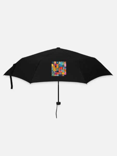 Karos in Bunt - Regenschirm (klein) - Schwarz