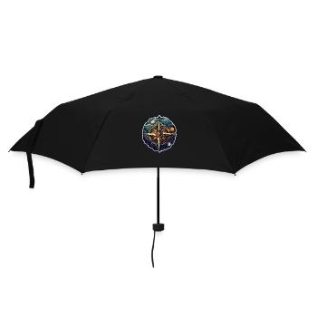 Wunderschöner Boho Kompass - Sonne Mond und Kosmos - Regenschirm (klein) - Schwarz - Vorne