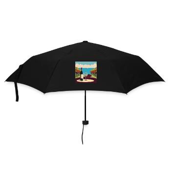 Wein / Rotwein / Weißwein - Regenschirm (klein) - Schwarz - Vorne