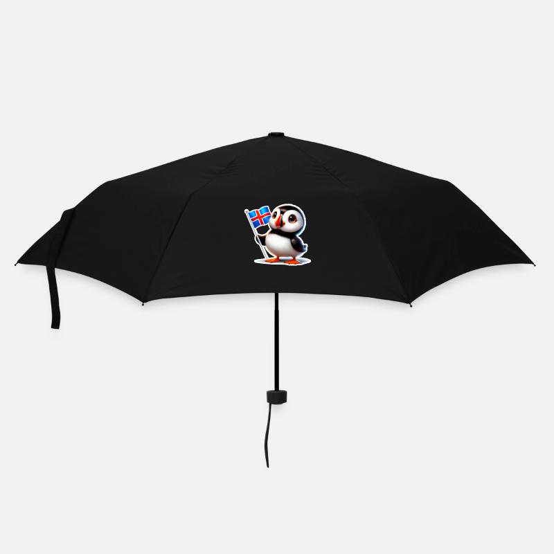 Süßer Papageitaucher mit isländischer Flagge - Regenschirm (klein) - Schwarz