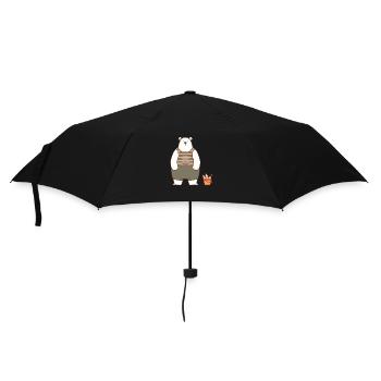 Polar Bear with a Bucket of Fish - Umbrella (small) - black - Front