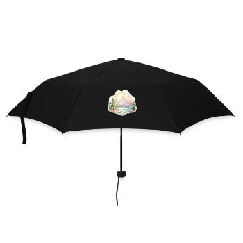 Landschaft - Illustration - Regenschirm (klein) - Schwarz - Vorne