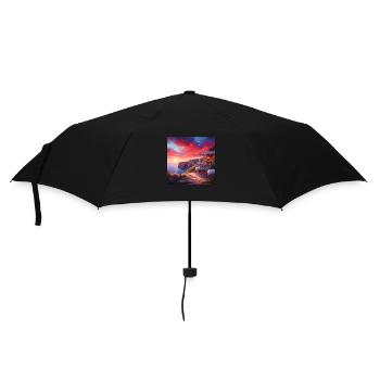 Ein Café im Sonnenuntergang am Rande der Welt - Regenschirm (klein) - Schwarz - Vorne