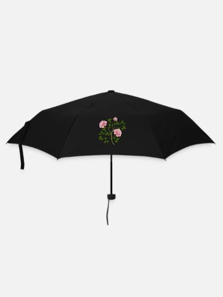 Blumen - Regenschirm (klein) - Schwarz