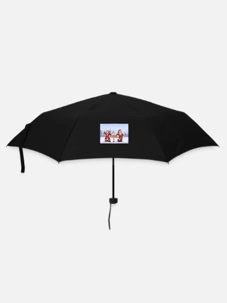 Weihnachtsmann und Frau Claus - Regenschirm (klein) - Schwarz