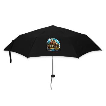 Landschaft - Illustration - Regenschirm (klein) - Schwarz - Vorne