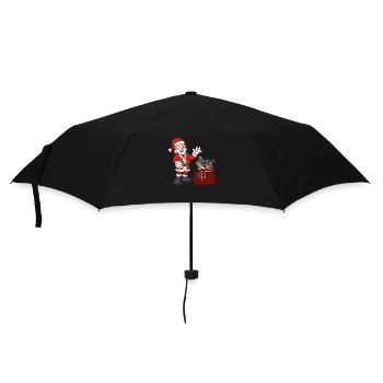 Weihnachtsmann mit Geschenktüte - Regenschirm (klein) - Schwarz - Vorne