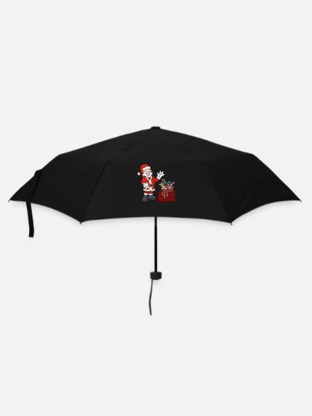 Weihnachtsmann mit Geschenktüte - Regenschirm (klein) - Schwarz