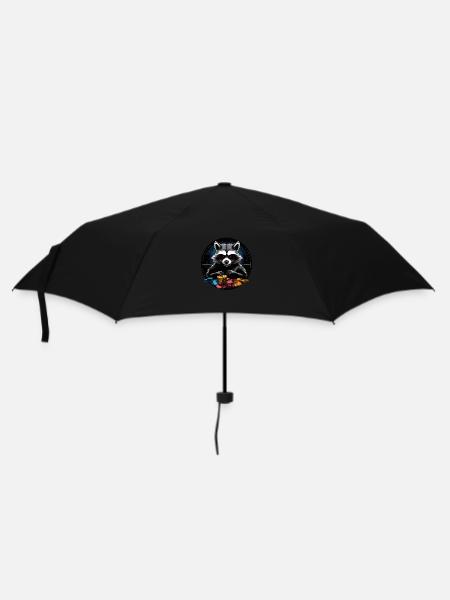 Waschbär Poker ALL IN - Regenschirm (klein) - Schwarz