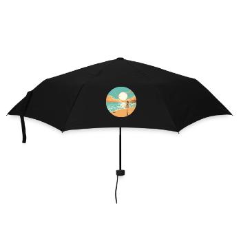 Frau am Strand mit Sonnenuntergang Urlaub - Regenschirm (klein) - Schwarz - Vorne