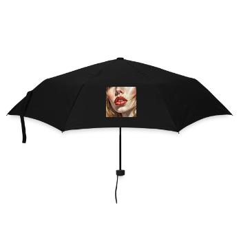 nice female lips black lipstick comic drawing - Umbrella (small) - black - Front