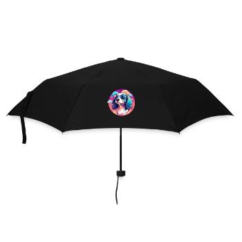 Dackel Hund Illustration - Regenschirm (klein) - Schwarz - Vorne