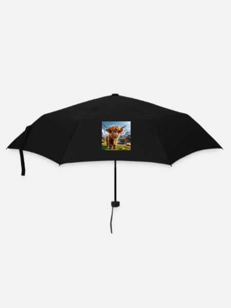 Highland cow, looking even cuter and sweeter - Umbrella (small) - black