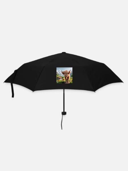 A cute Highland cow standing with others - Umbrella (small) - black