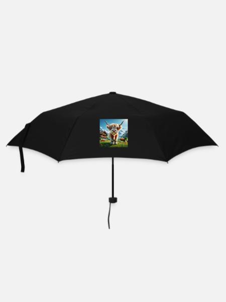 Highland cow with large impressive horns - Umbrella (small) - black
