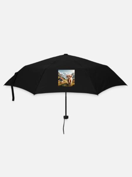 Cute, sweet, and fluffy Highland cow - Umbrella (small) - black