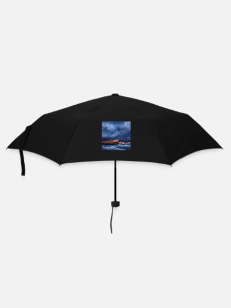Abstrakter dunkelblauer Nachthimmel und das Meer - Regenschirm (klein) - Schwarz