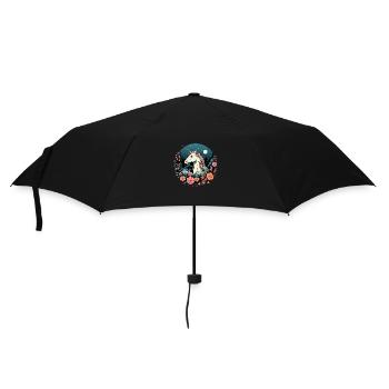 Elegantes Einhorn Logo bei Nacht mit Blumen - Regenschirm (klein) - Schwarz - Vorne