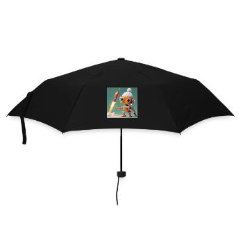 un robot mignon lance des fusées pour le réveillon du Nouvel An - Parapluie standard - noir - Devant