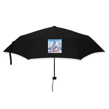 Eisbär Familie - Regenschirm (klein) - Schwarz - Vorne