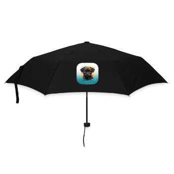 Niedlicher kleiner Mops Welpe - Regenschirm (klein) - Schwarz - Vorne
