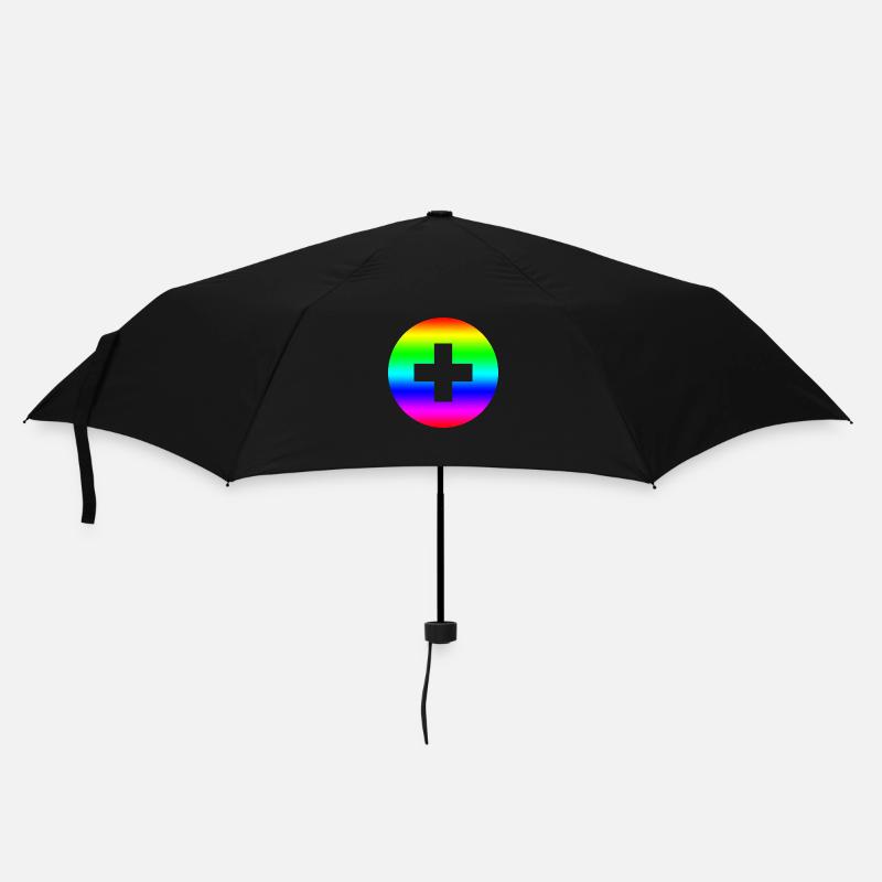 Runder Regenbogen plus Kreuz - Regenschirm (klein) - Schwarz