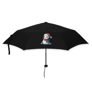 Schneemann für Kinder - Regenschirm (klein) - Schwarz - Vorne