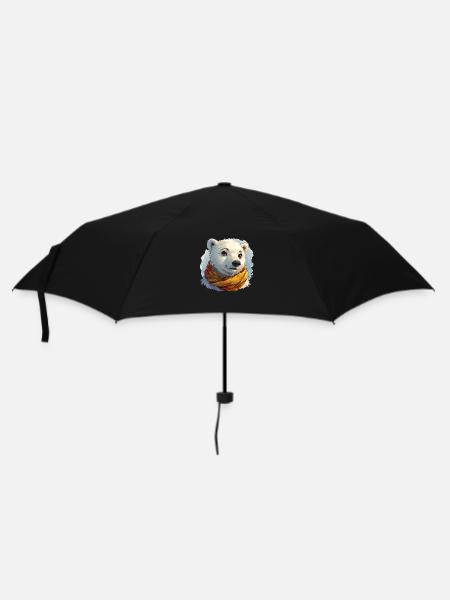 Eisbär mit Schal - Regenschirm (klein) - Schwarz