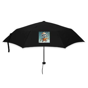 mignon petit robot vintage futuriste orange - Parapluie standard - noir - Devant