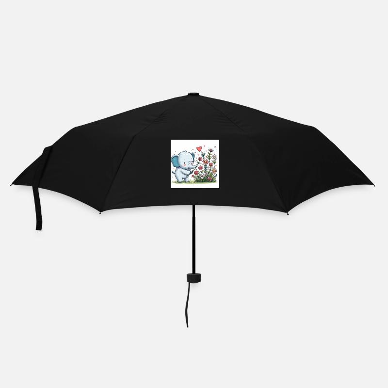 Elephant picking flowers - Umbrella (small) - black
