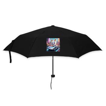 Funny Bunny in City - Regenschirm (klein) - Schwarz - Vorne