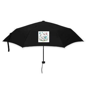 Bär mit Schmetterling - Regenschirm (klein) - Schwarz - Vorne