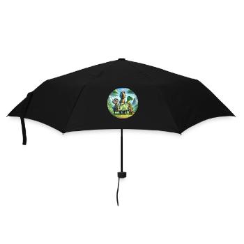 Dinosaurier Familie - Regenschirm (klein) - Schwarz - Vorne