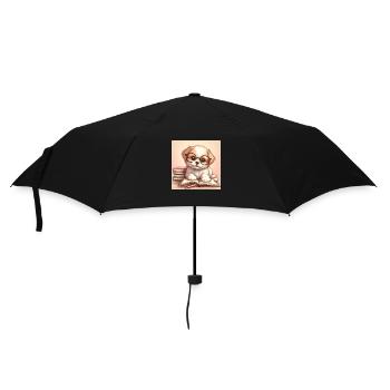 Hunde Welpe Bücher - Regenschirm (klein) - Schwarz - Vorne