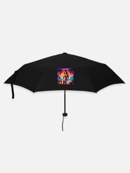 beach palm girl - Regenschirm (klein) - Schwarz