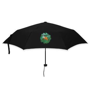 Orangenes Cartoon Chamäleon - Regenschirm (klein) - Schwarz - Vorne