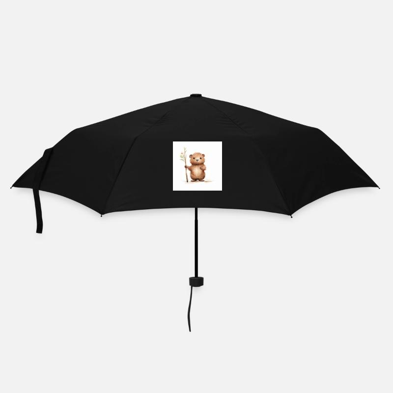 Clipart de Castor Mignon avec Bâton - Parapluie standard - noir