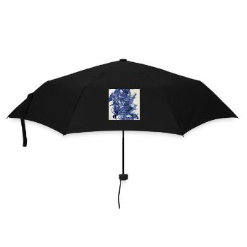 Abstrakt Blau Weiß - Regenschirm (klein) - Schwarz - Vorne