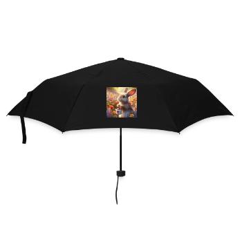 Hase im Blumengarten - Regenschirm (klein) - Schwarz - Vorne