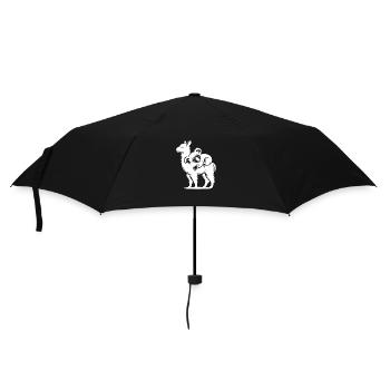 Lustiges Lama mit chillendem Koala auf dem Rücken - Regenschirm (klein) - Schwarz - Vorne