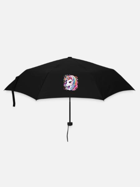 Beautiful happy unicorn in bright colors - Umbrella (small) - black