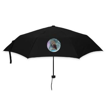 Fabulous owl illustration magic background - Umbrella (small) - black - Front