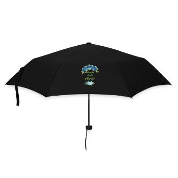 Zeuge der Braut Blaue Blumen - passendes T-Shirt - Regenschirm (klein) - Schwarz - Vorne