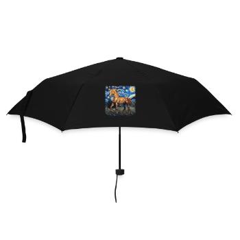 Horse, Animal, Van Gogh, Starry Night - Umbrella (small) - black - Front